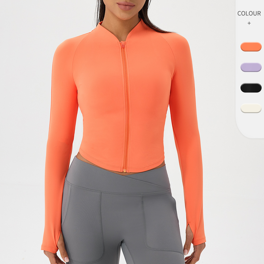 Yoga Fitness Jacket - Nude yoga wear jacket stand-up collar