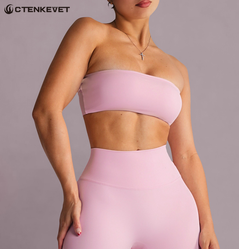 Yoga Fitness Youtube - Strapless Sports Bra Gym Crop Top