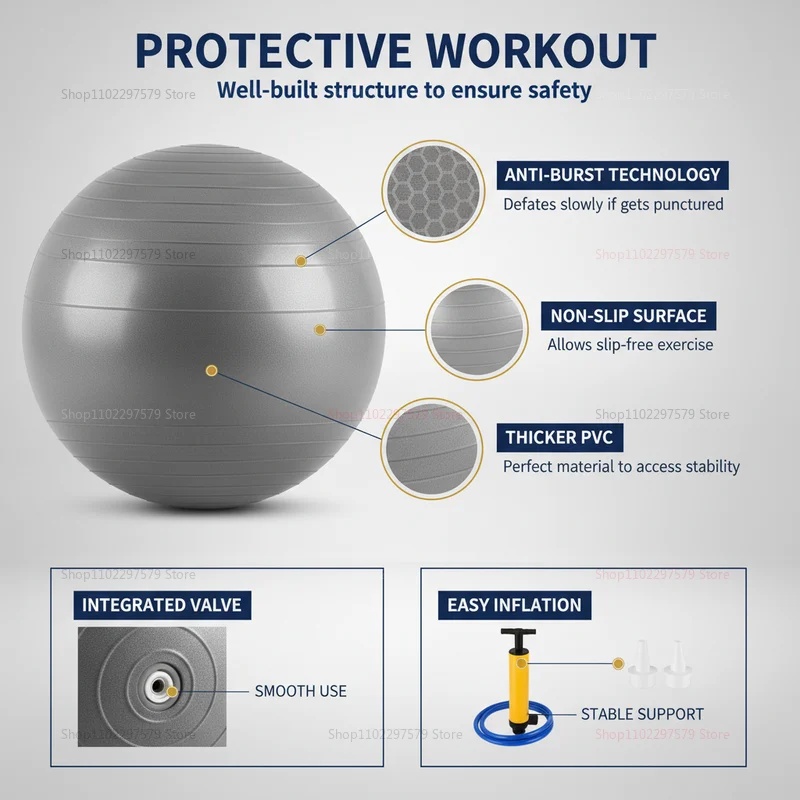 Anti-Burst Yoga Ball with Pump - Exercise Ball Stability ulasan dan harga