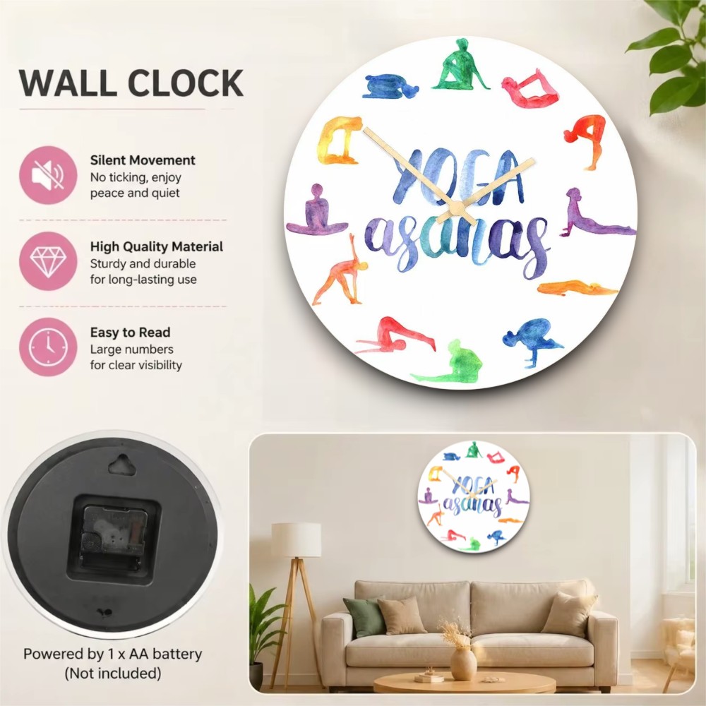 Watercolor Yoga Asanas Wall Cl - Yoga Fitness Studio ulasan dan harga