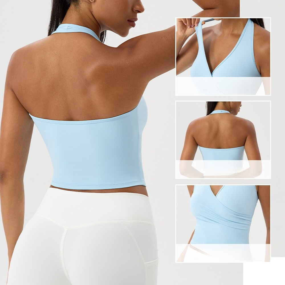 Women's Halter V Neck Yoga Tan - Yoga Và Fitness ulasan dan harga