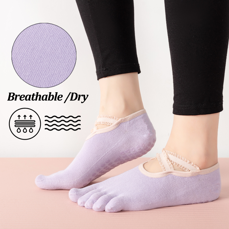 Ladies Non-Slip Pilates Socks  - Yoga Fitness Women ulasan dan harga