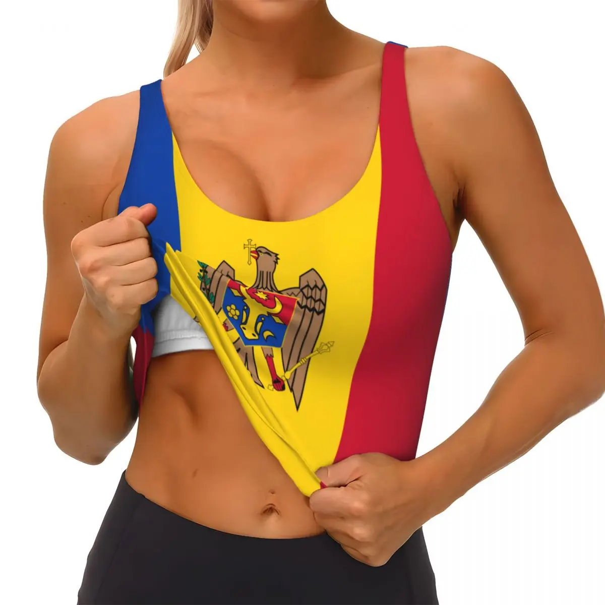 Moldova Flag Basic Tops Women  - Yoga Fitness Women ulasan dan harga