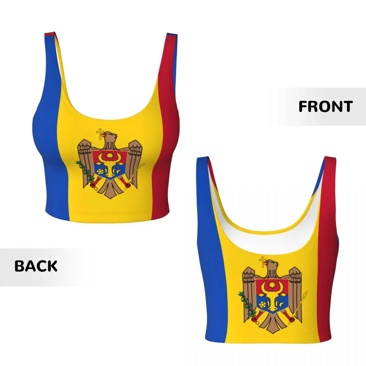 Moldova Flag Basic Tops Women  - Yoga Fitness Women ulasan dan harga