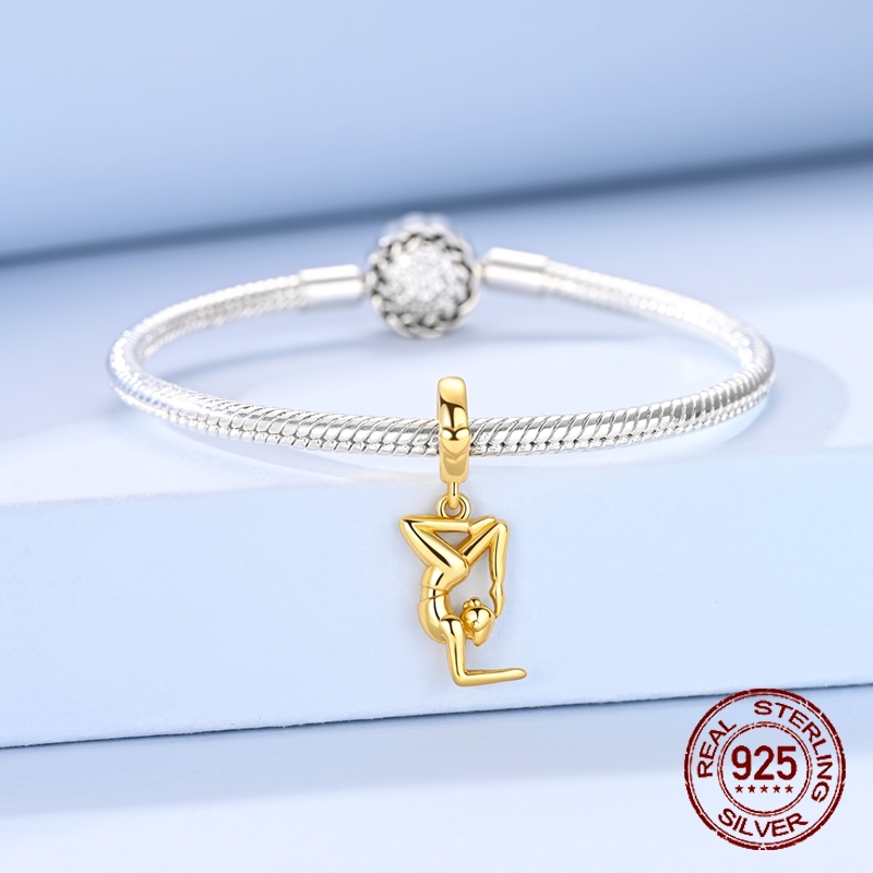 925 Sterling Silver Golden Yog - Yoga Fitness Gifts ulasan dan harga