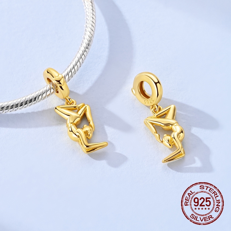 925 Sterling Silver Golden Yog - Yoga Fitness Gifts ulasan dan harga