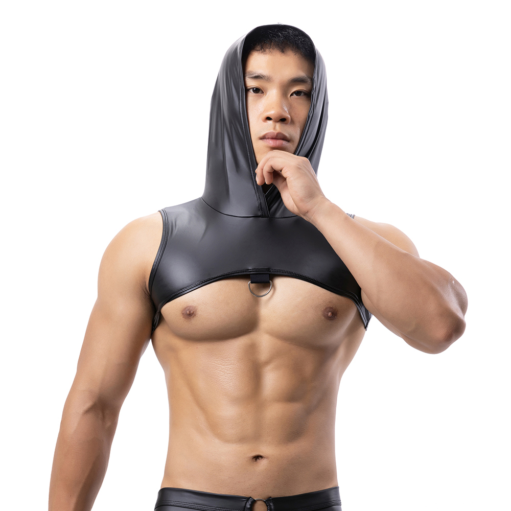 Men Faux Leather Hooded Fitnes - Gymnastics Rings ulasan dan harga